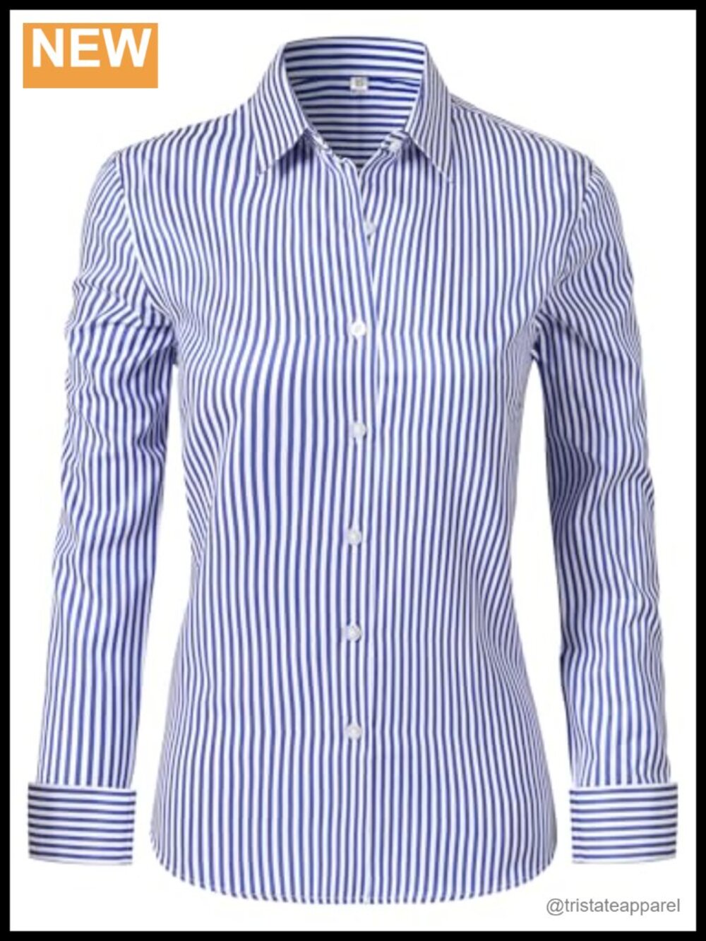 Wrinkle Free Striped Button Down Shirt Women Long Sleeve Blouse
